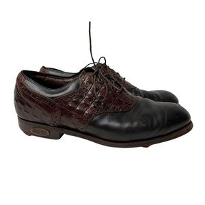 Vintage Footjoy CLASSICS Dry Black Leather Cordovan ALLIGATOR GOLF Men’s 10D